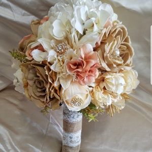 Rustic Romantic Burlap and Lace Bridal bouquet